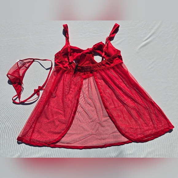 Adore Me Set Women's Bessima Red Babydoll Lingerie - Medium (With panty) NEW - Picture 5 of 11